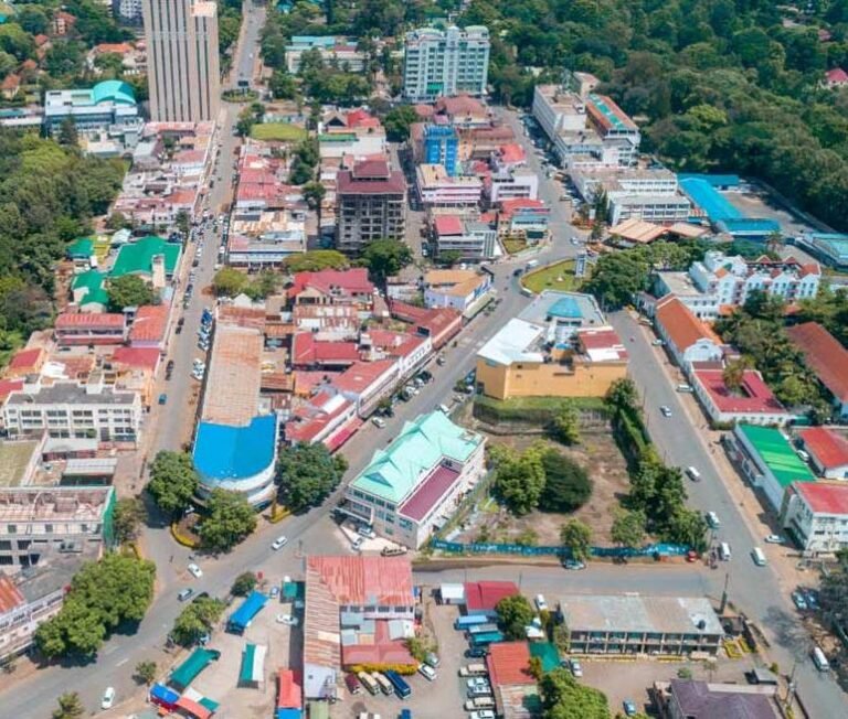 Aerial view of central Arusha town